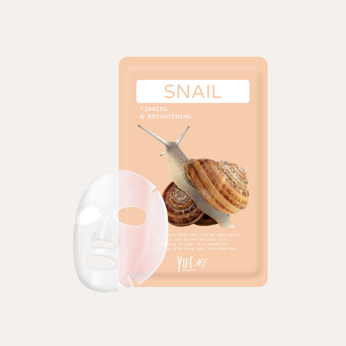 YU.R ME Snail – lakštinė veido kaukė su sraigių mucino ekstraktu, 25 g