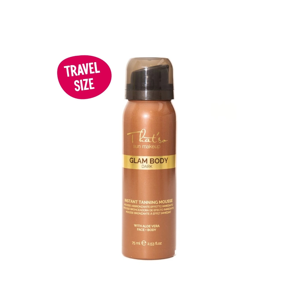 That'so Sun Makeup GLAM BODY MOUSSE DARK savaiminio įdegio putos kūnui (DHA 6%) TRAVEL SIZE 75 ml
