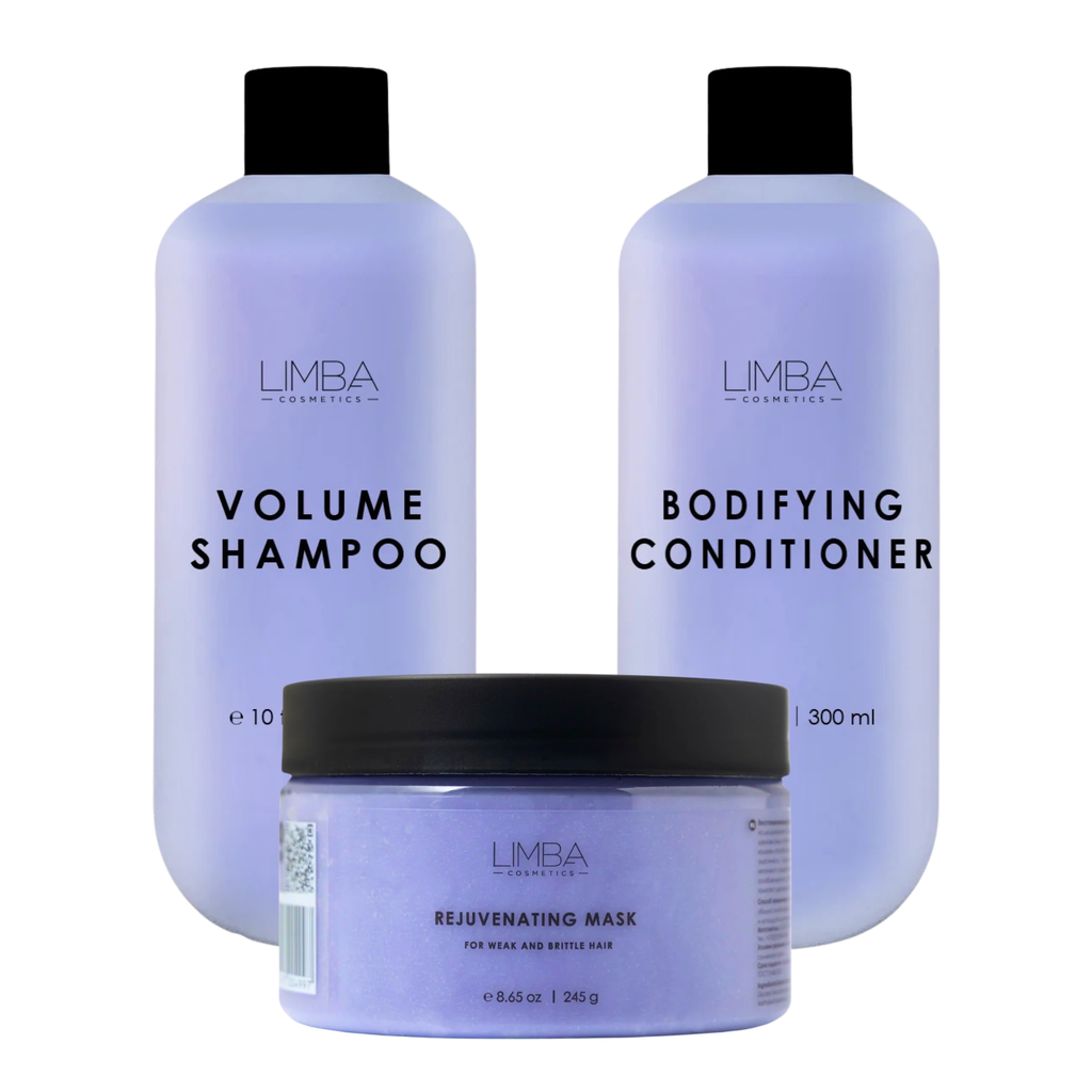 LIMBA Cosmetics plaukų rutina apimčiai ir glotnumui