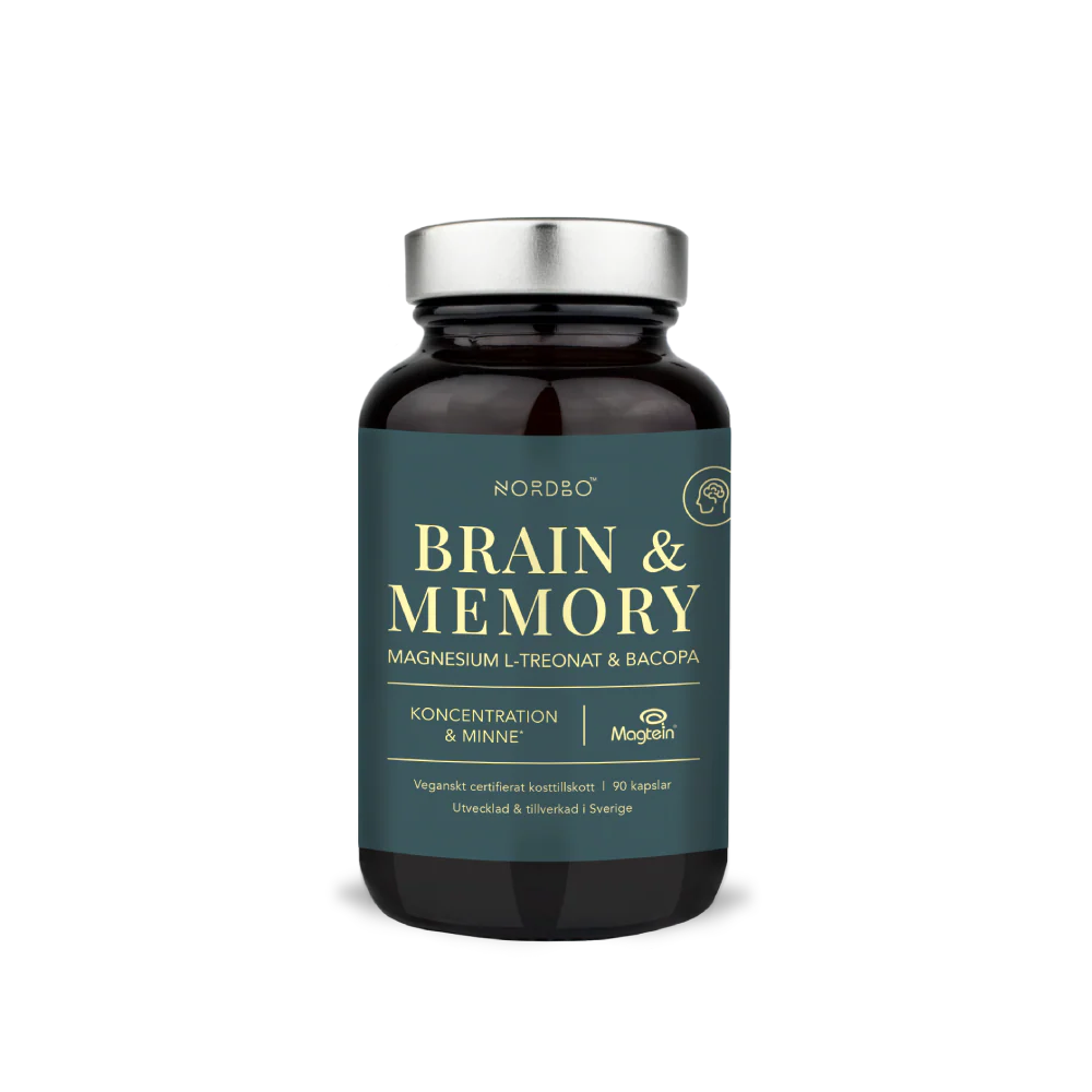 NORDBO Brain & Memory Magnesium Magnis + Bakopa protinei veiklai 90 kaps
