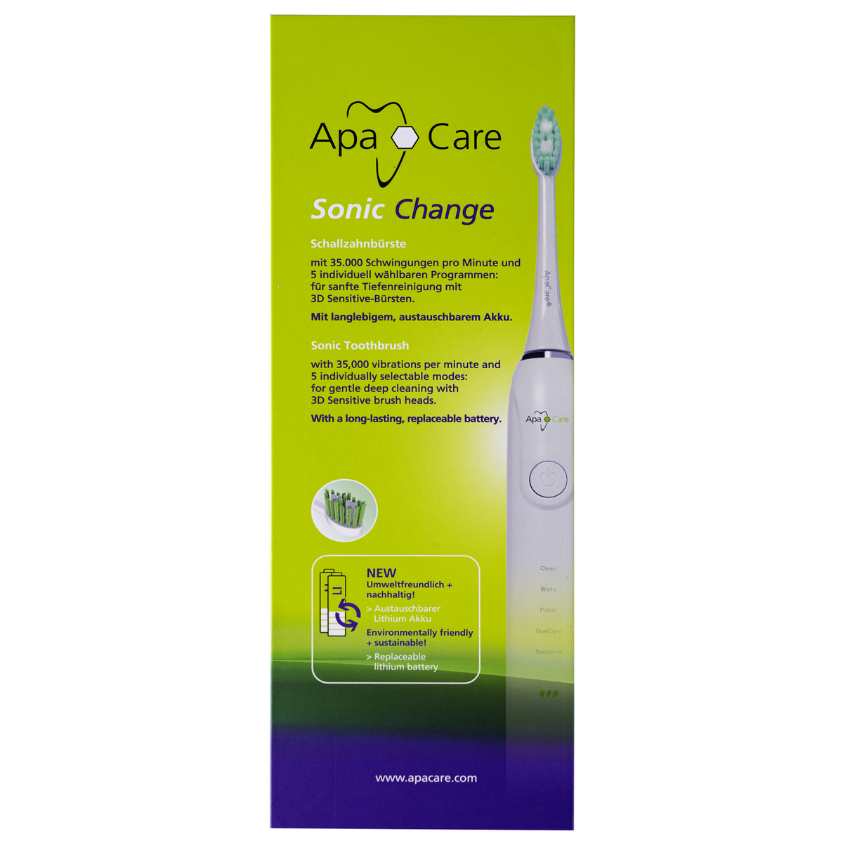 ApaCare Sonic Change elektrinis garsinis dantų šepetėlis