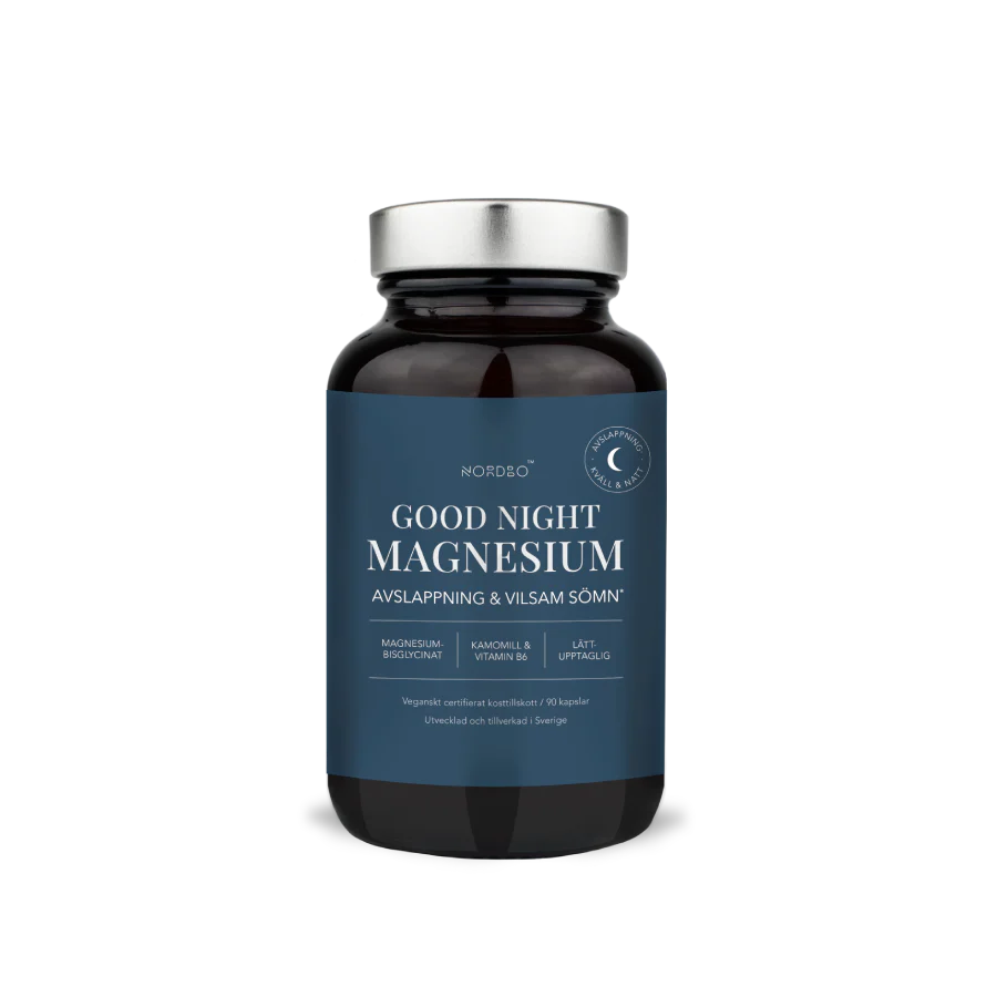 NORDBO Magnis Good Night Magnesium atsipalaidavimui ir kokybiškam miegui palaikyti 90kaps