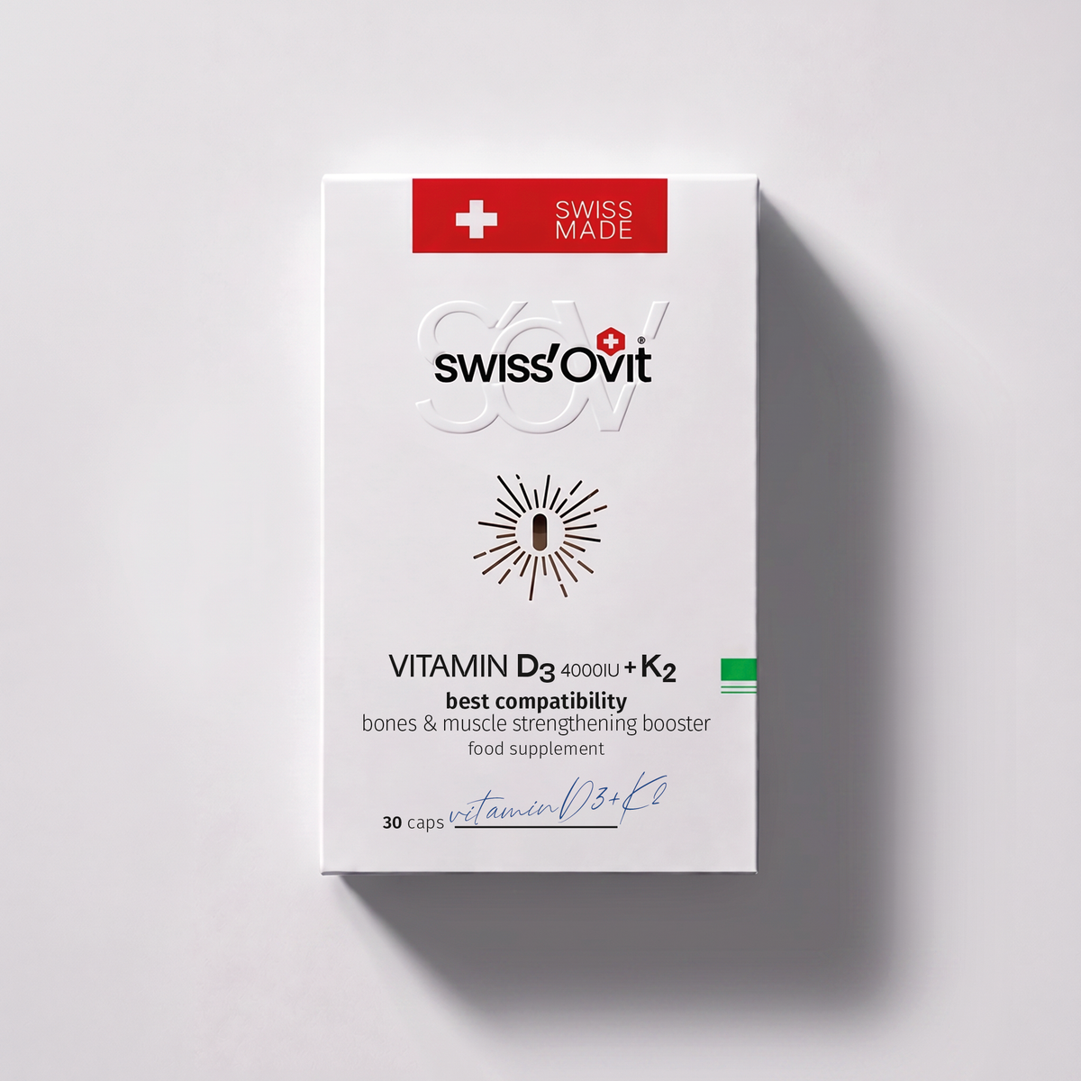 SwissOvit Vitaminas D3 4000 TV + K2, 30 kapsulių