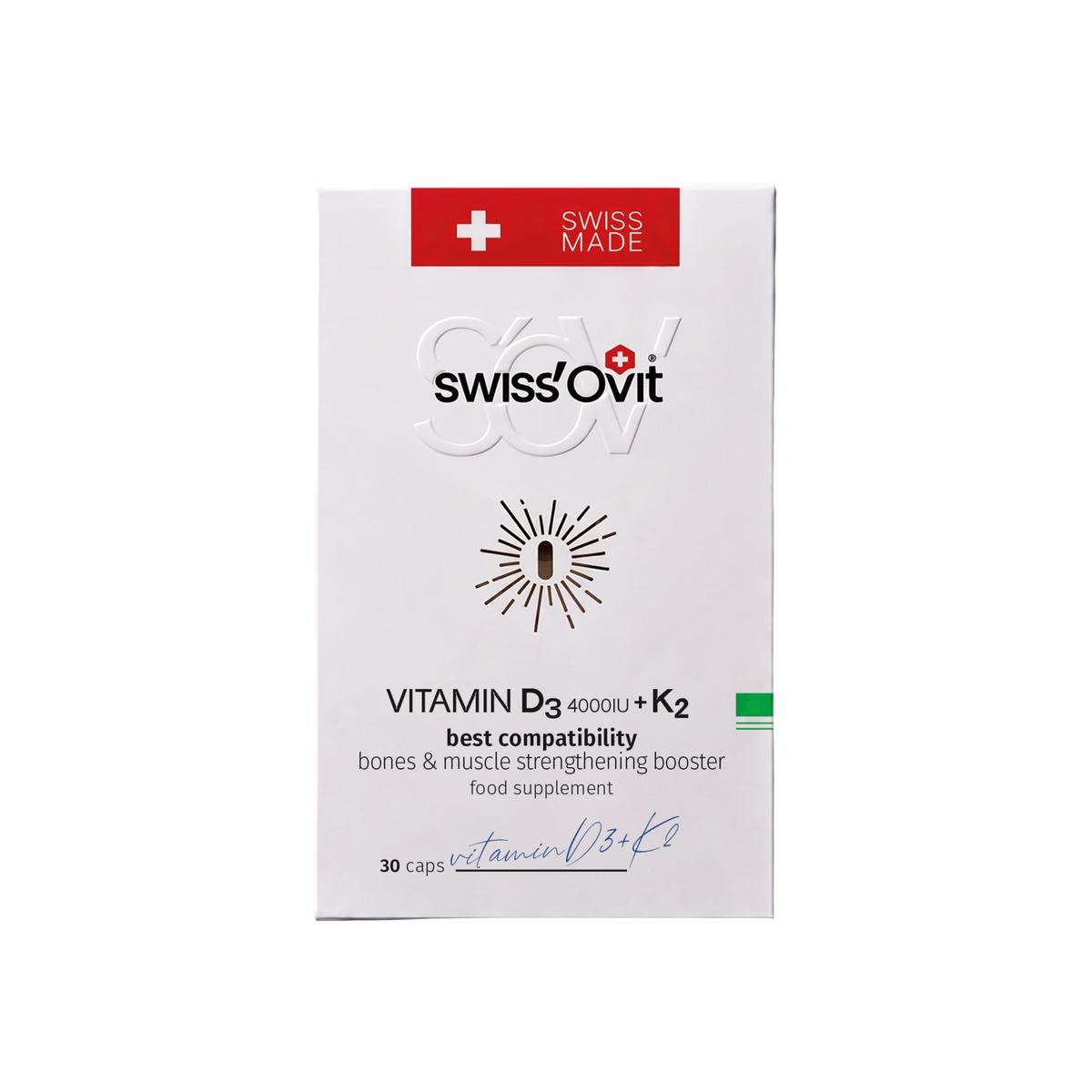 SwissOvit Vitaminas D3 4000 TV + K2, 30 kapsulių