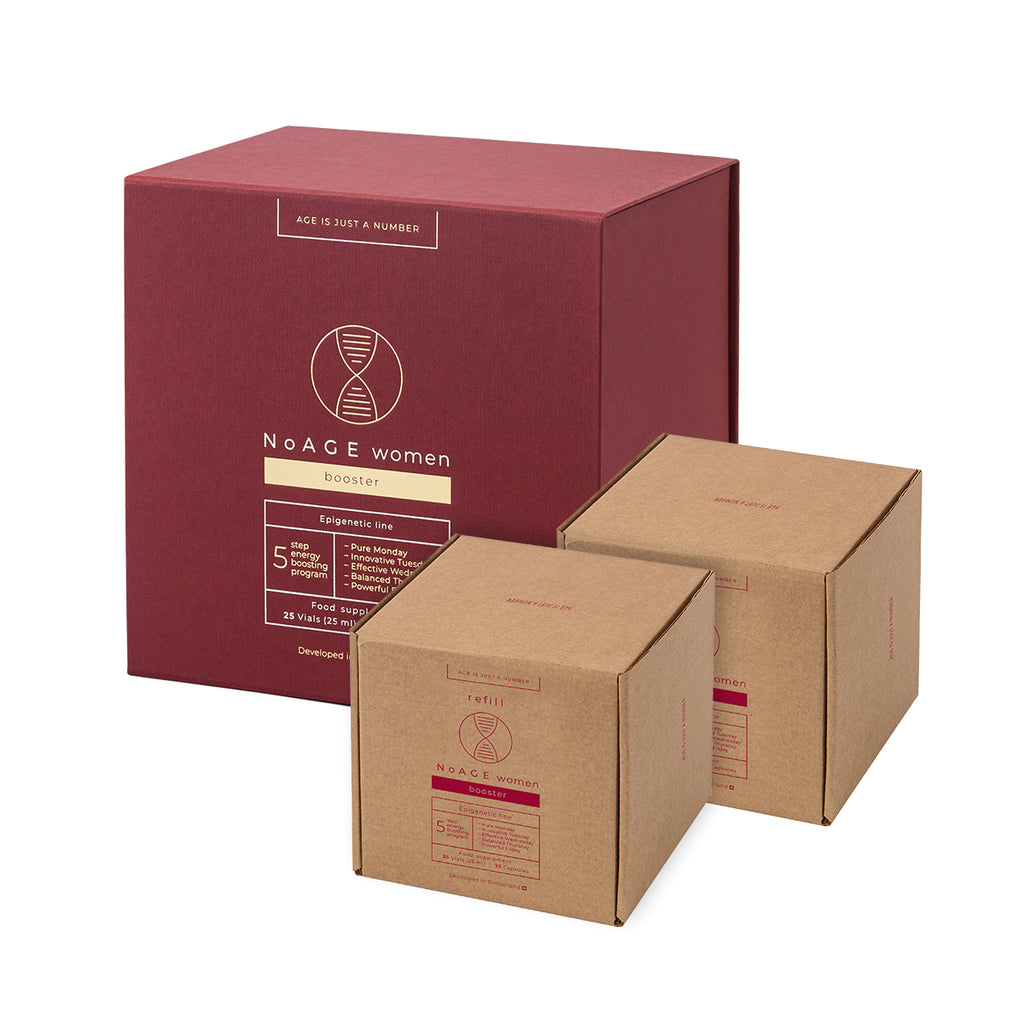 NoAGE women booster rinkinys – 1 pakuotė ir 2 papildymai