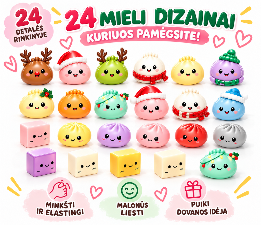 Advento kalendorius squishy dumpling šventiniai koldūnai