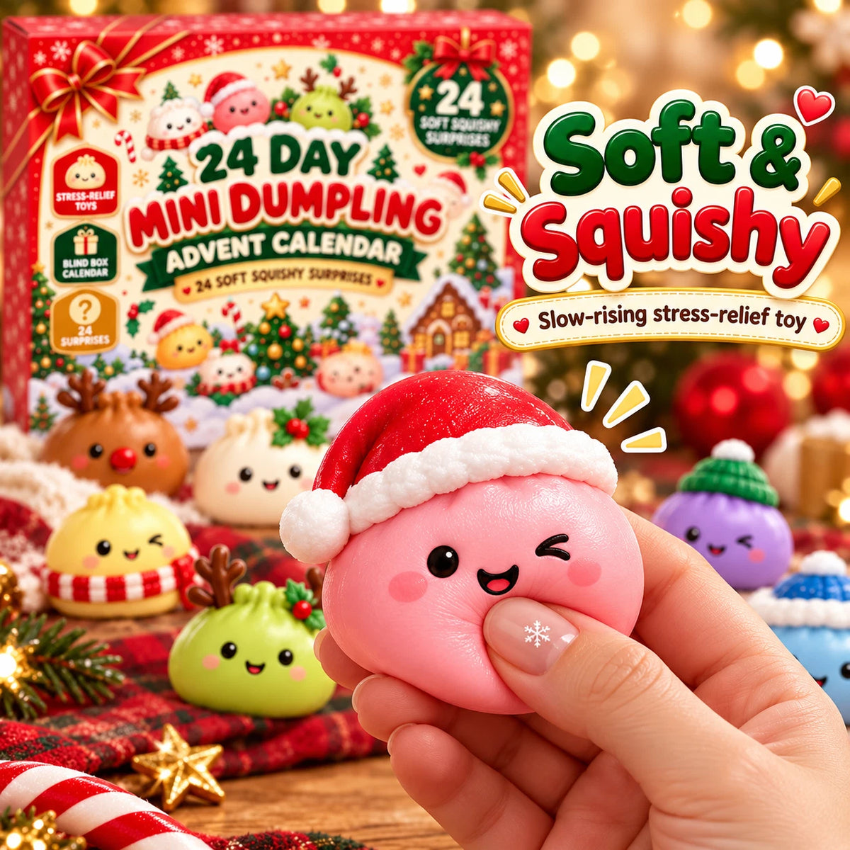 Advento kalendorius squishy dumpling šventiniai koldūnai