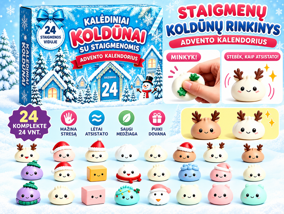 Advento kalendorius squishy dumpling šventiniai koldūnai