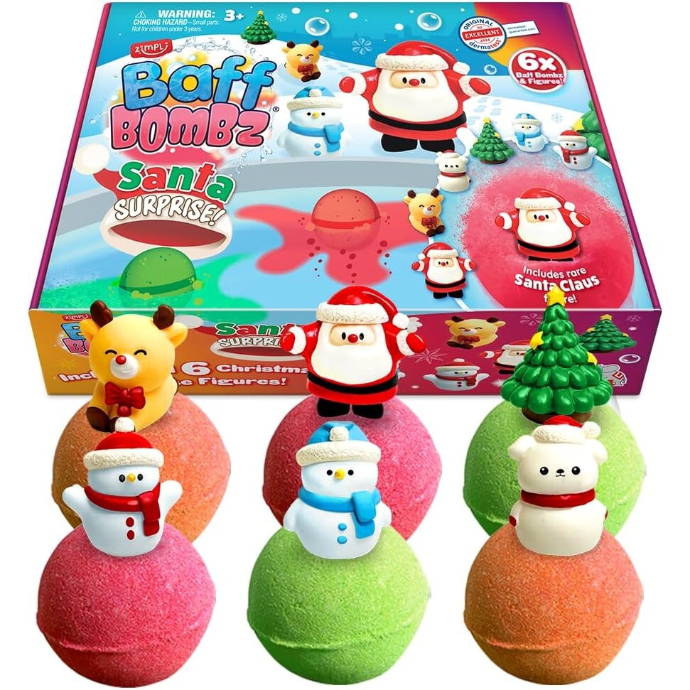 BAFF BOMBZ „Kalėdų senelio staigmena“ vonios burbulų rinkinys, 6 × 100 g