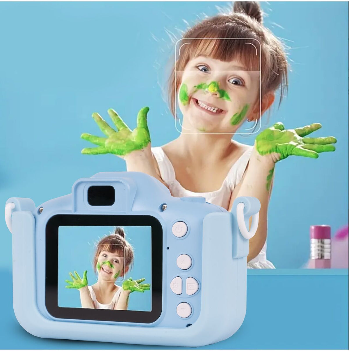 Fotoaparatas vaikui su atminties kortele 16 GB, 5 žaidimai, silikoninis dėkliukas