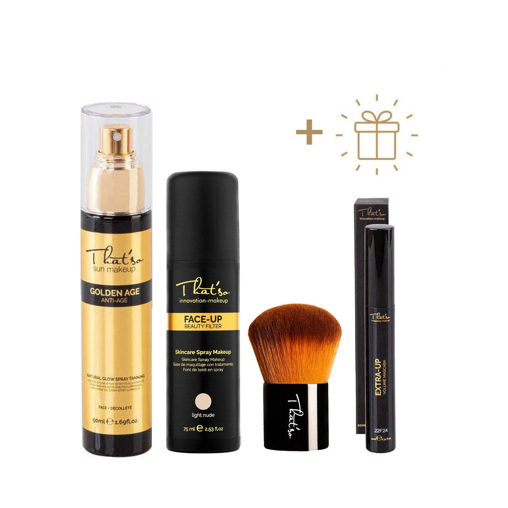 That'so GOLDEN AGE, FACE-UP ir HD KABUKI BRUSH rinkinys + DOVANA EXTRA-UP blakstienų tušas (24 €)