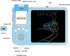 Vaikiškas kompiuteris su kortelėmis ir LCD lentele