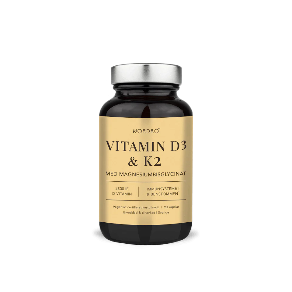 NORDBO Vitaminas D3+K2+Magnis lengvai įsisavinamas 90kaps.