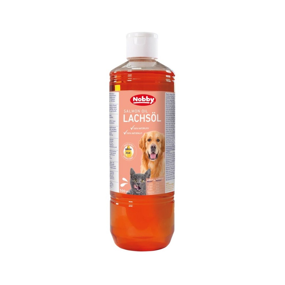 Lašišų aliejus pašaro papildas šunims ir katėms, 500 ml + Dozatorius