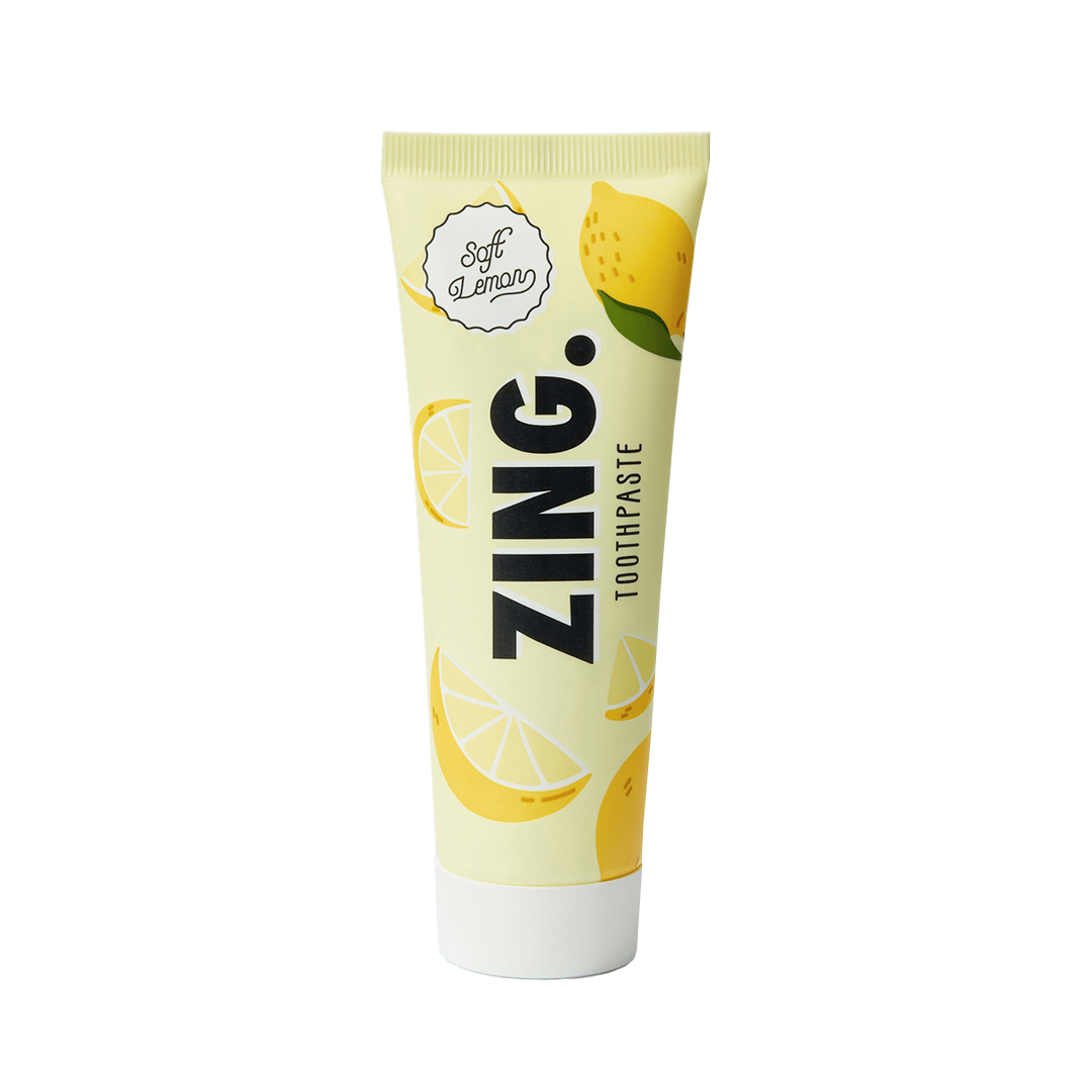 ZING Hap+ balinanti dantų pasta švelnios citrinos skonio, 75 ml.