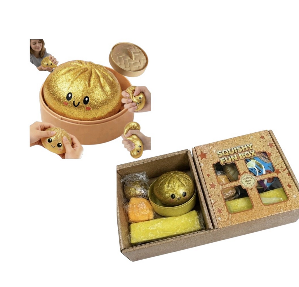 Squishy fun box rinkinys koldūnas sviestas sūris kamuoliukas