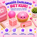 Squishy fun box rinkinys rožinis koldūnas sviestas sūris kamuoliukas